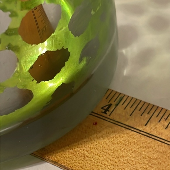 Mercury Glass Candle Holder Designed with Green Circles - Picture 3 of 6